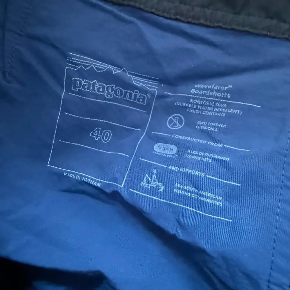Patagonia Men's Wavefarer Boardshorts Swim‎ Surf Beach Blue Size 40